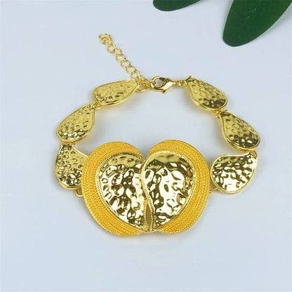 TITI Hot Sale Italian Gold Plated Jewelry Set Luxury Big Bold Heart Necklace Earrings Bracelet Ring for Women Wedding Party